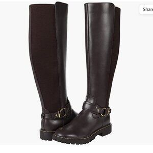 Tommy Hilfiger Jiola Lug Sole Riding Boots BLACK 5.5 NEW Equestrian